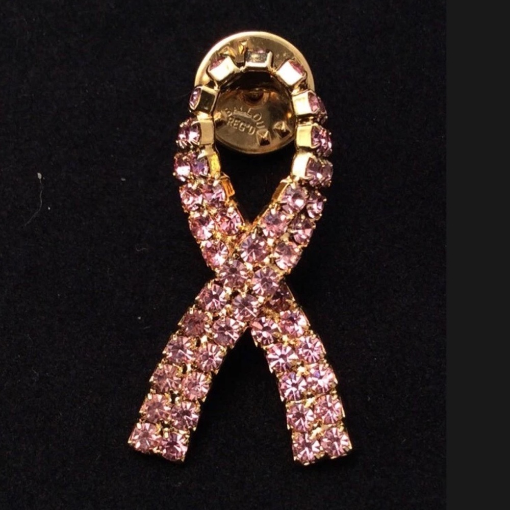 Breast Cancer Awareness Pink Rhinestone Lapel Pin or Hat Pin